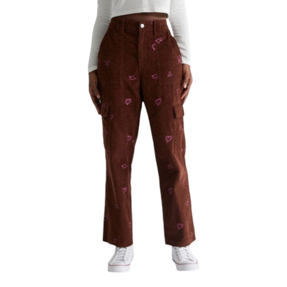 Pacsun heartbreaker Corduroy Cargo Elastic Waist Brown Pants Women's Y2K Style M